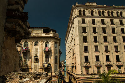 Low angle view of old building at night