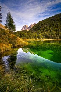 Scenic view of lake against sky