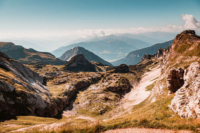 Scenic view of mountains against sky