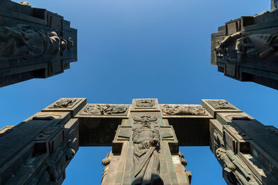 Low angle view of sculpture against clear sky