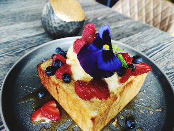 Close-up of dessert in plate on table