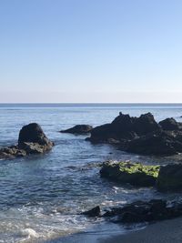 Scenic view of sea against clear sky