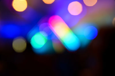 Defocused image of colorful lights at night