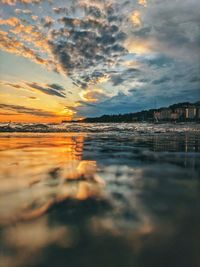 Scenic view of sea against sky during sunset