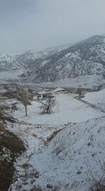 Scenic view of landscape against sky during winter