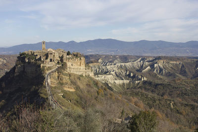 Amazing city of civita di bagnoregio in italy, perched on a tuff mountain