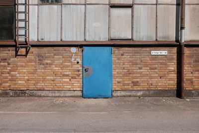 Closed wooden door of building