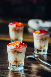 Close-up of dessert on table