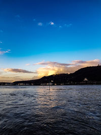 Scenic view of sea against sky at sunset