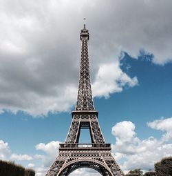 Low angle view of eiffel tower against sky