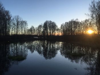 Scenic view of lake at sunset