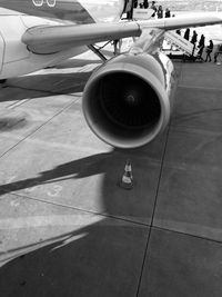 Close-up of airplane on runway