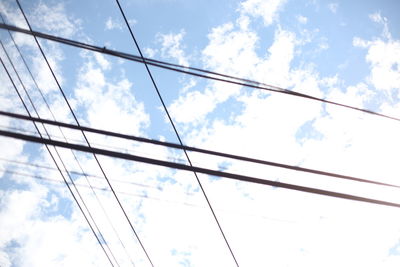 Low angle view of power lines against sky