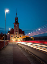 Light trails on road at night