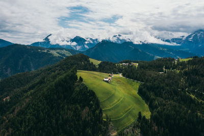 Aerial view of the green hills of the czech republic