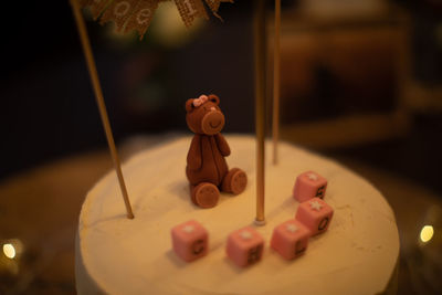 Close-up of dessert on table