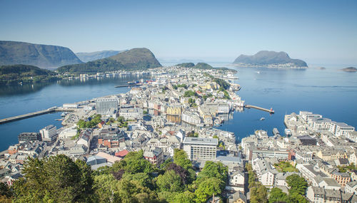 Aerial view of city buildings