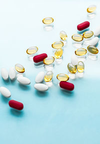 Close-up of pills on white background