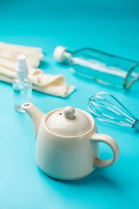 Close-up of tea cup on table