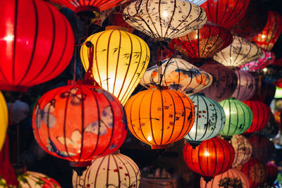 Full frame shot of multi colored lanterns