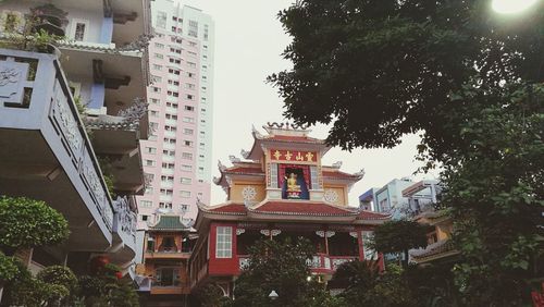 Low angle view of buildings in city