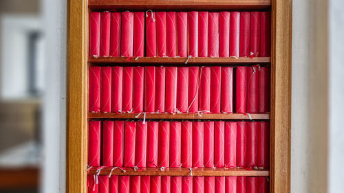 Full frame shot of books in shelf