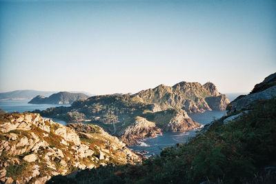 Scenic view of mountains against clear sky