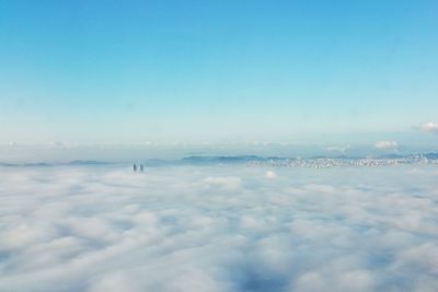 Aerial view of clouds against blue sky