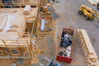 High angle view of construction site