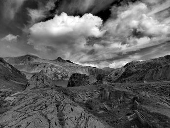 Scenic view of dramatic landscape against sky