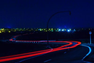 Light trails on highway at night