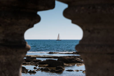 Sea seen through window