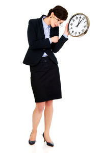 Full length of woman standing against white background