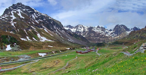 Scenic view of mountains against sky
