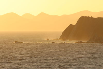 Scenic view of sea at sunset