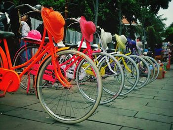 Bicycle parked against wall