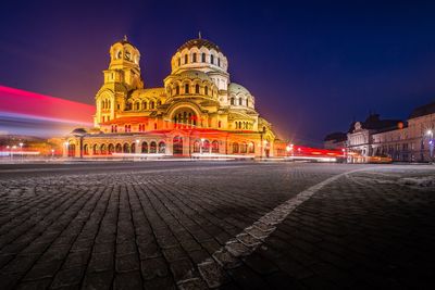 View of cathedral at night