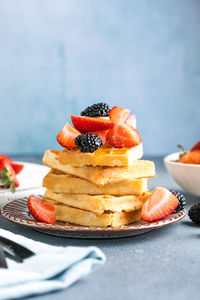 Close-up of dessert in plate on table