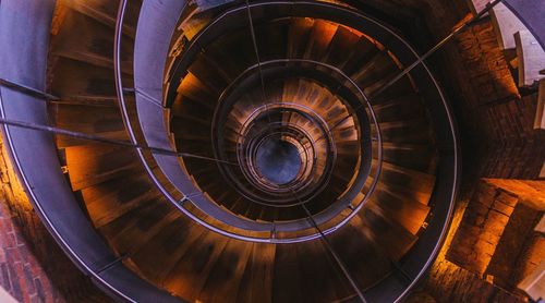 High angle view of spiral staircase