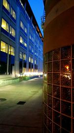 Modern buildings in city at night