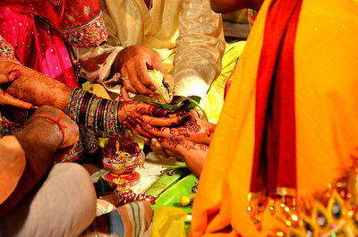 High angle view of people at wedding ceremony