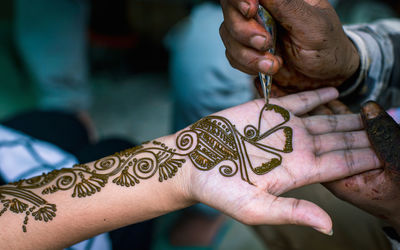 Close-up of hands working