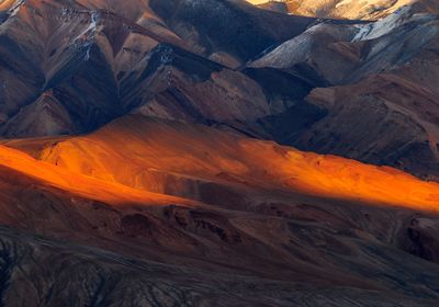 Scenic view of mountains during sunset