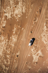 High angle view of car on road