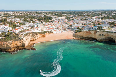 Aerial from the village carvoeiro in the algarve portugal