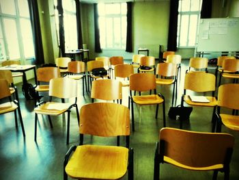 Empty chairs in restaurant