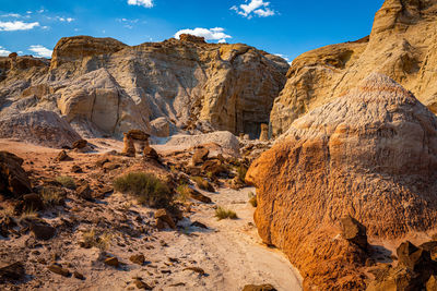 Panoramic view of rock formations against sky