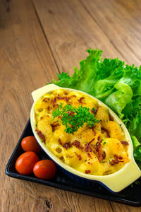 Close-up of breakfast on table