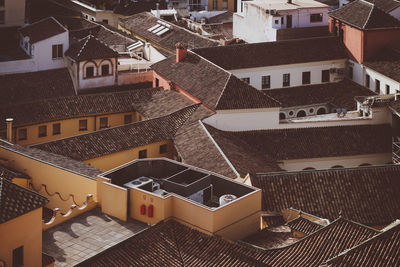 High angle view of buildings in city