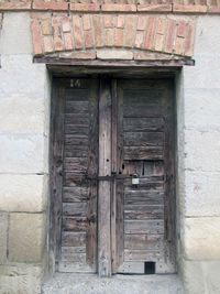 Closed door of house